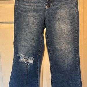 Stylish Blue Distressed Women's Flare Jeans
